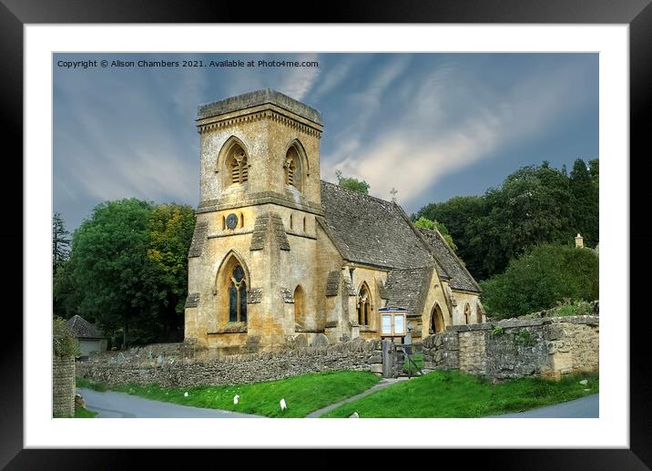 St Barnabas Church of Snowshill Framed Mounted Print by Alison Chambers