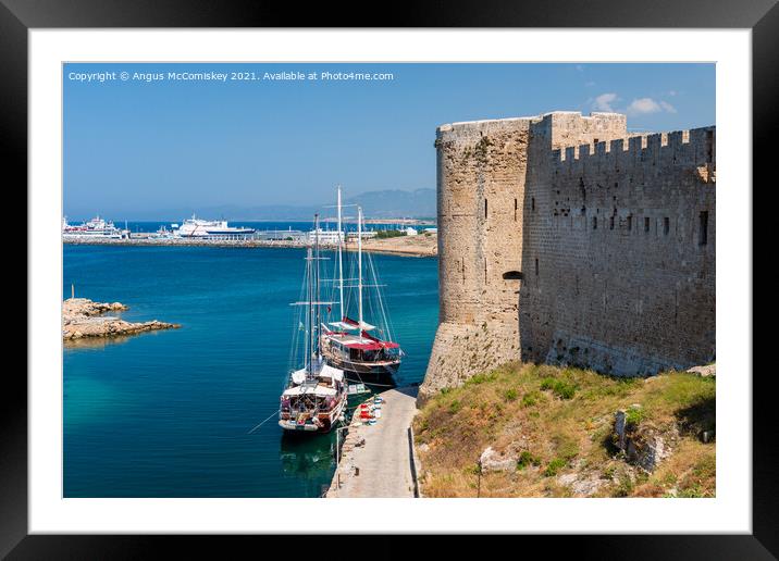 Boats moored next Kyrenia Castle, Northern Cyprus Framed Mounted Print by Angus McComiskey