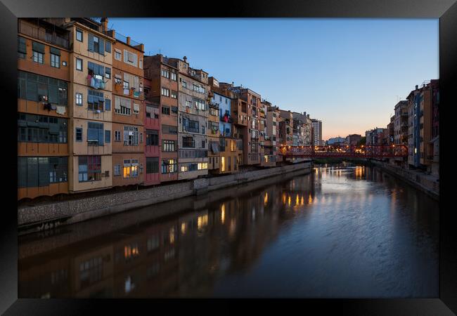 City of Girona at Twilight Framed Print by Artur Bogacki