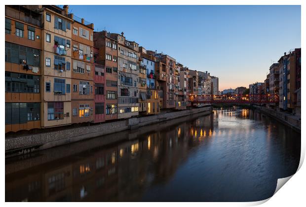City of Girona at Twilight Print by Artur Bogacki