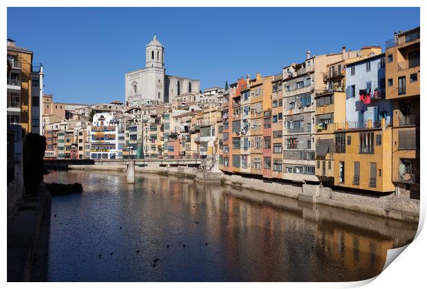 City of Girona Old Quarter Print by Artur Bogacki