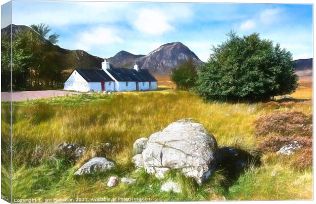 Blackrock Cottage, Glencoe,Scotland Canvas Print by jim Hamilton