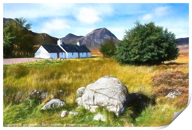 Blackrock Cottage, Glencoe,Scotland Print by jim Hamilton