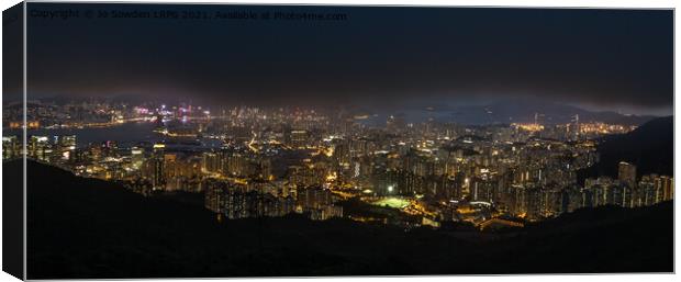 Hong Kong After Dark Canvas Print by Jo Sowden