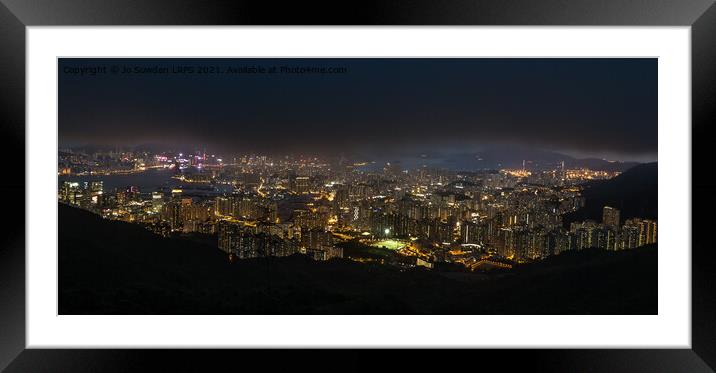Hong Kong After Dark Framed Mounted Print by Jo Sowden