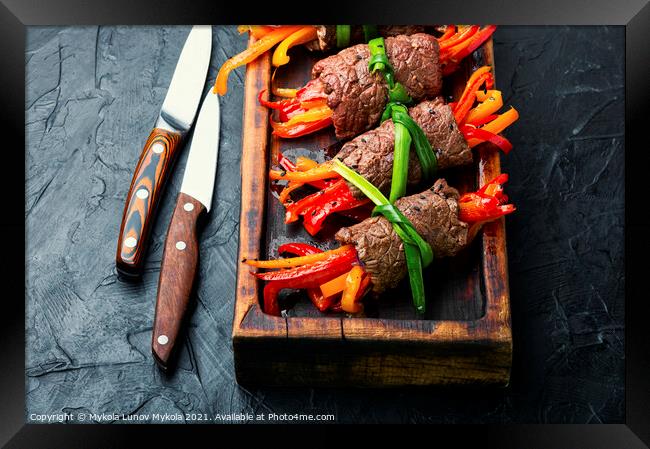 Beef rolls with bell pepper Framed Print by Mykola Lunov Mykola