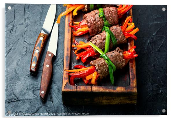 Beef rolls with bell pepper Acrylic by Mykola Lunov Mykola
