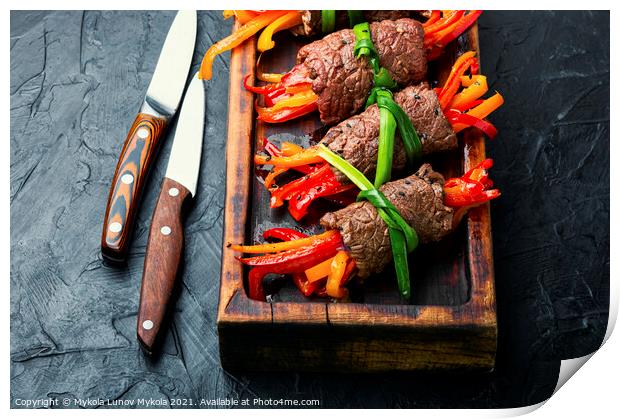 Beef rolls with bell pepper Print by Mykola Lunov Mykola