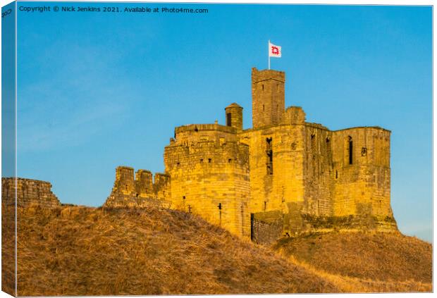 Warkworth Castle from Amble Harbour Northumberland Canvas Print by Nick Jenkins
