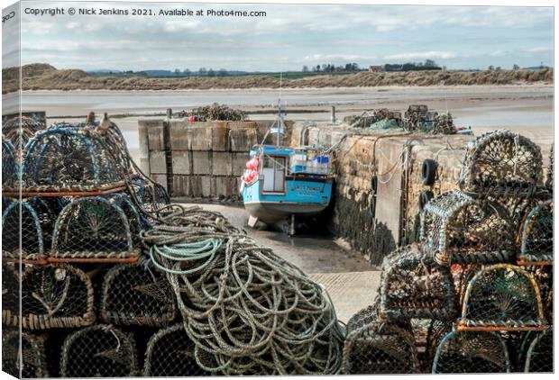 Beadnell Harbour and Fishing Boat Northumberland Canvas Print by Nick Jenkins