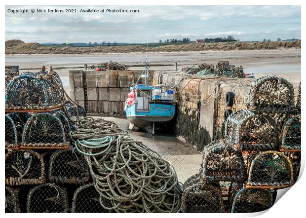 Beadnell Harbour and Fishing Boat Northumberland Print by Nick Jenkins
