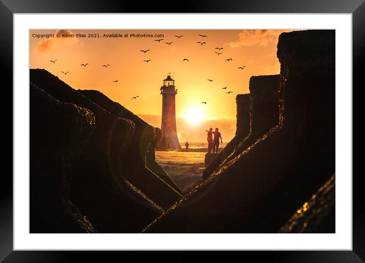 New Brighton sunset Framed Mounted Print by Kevin Elias