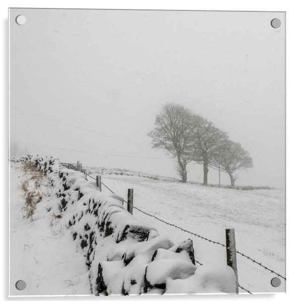 Farm in the snow Acrylic by chris smith