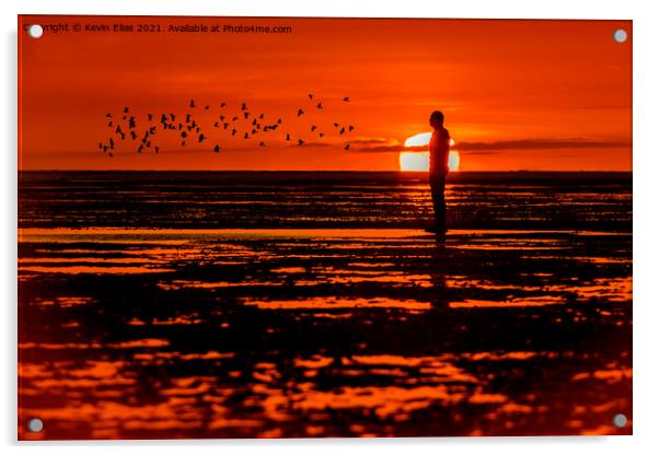Iron man sunset Acrylic by Kevin Elias