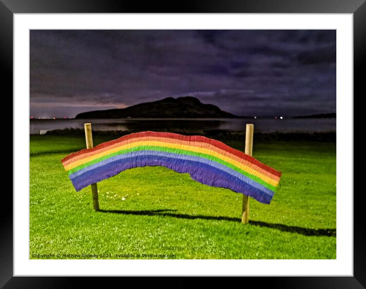 Rainbow Arch Over Holy Island Framed Mounted Print by Mathew Rooney