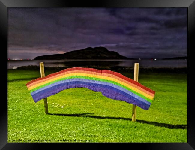 Rainbow Arch Over Holy Island Framed Print by Mathew Rooney