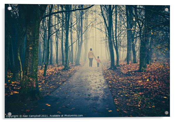 The Misty Woodland Walk Acrylic by Alan Campbell