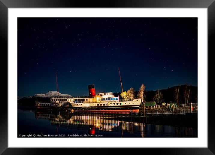 Majestic Night View of Maid of the Loch Framed Mounted Print by Mathew Rooney