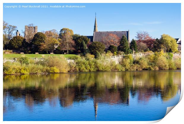 Kelso Reflections in the Tweed Scotland Print by Pearl Bucknall