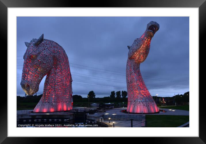 The Kelpies 2 Framed Mounted Print by Angela Wallace