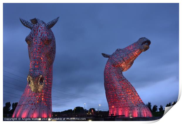The Kelpies  Print by Angela Wallace