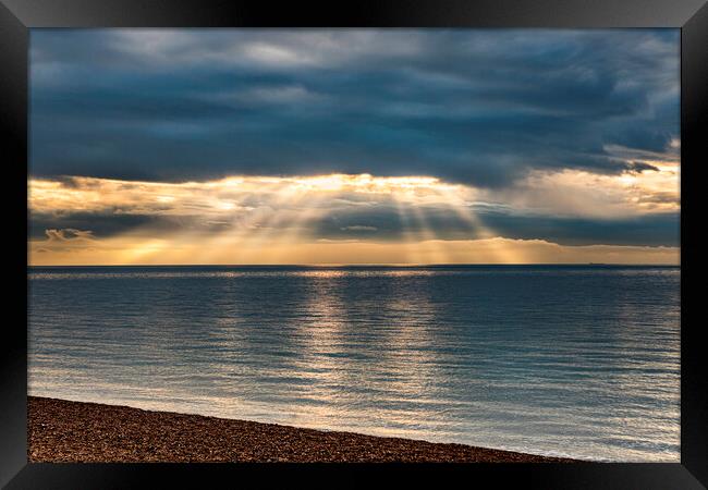 Sunrise over the English Channel Framed Print by David Hare