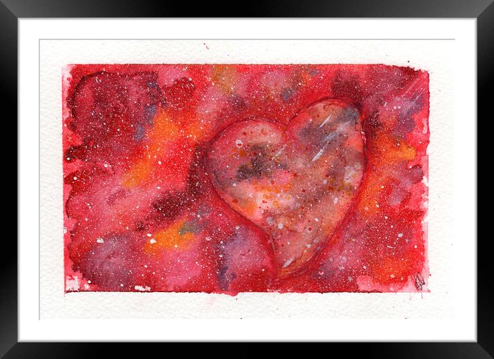 Original Art - Space Heart Love Valentines Framed Mounted Print by Maria Tzamtzi Photography