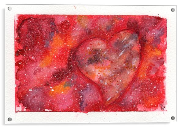 Original Art - Space Heart Love Valentines Acrylic by Maria Tzamtzi Photography