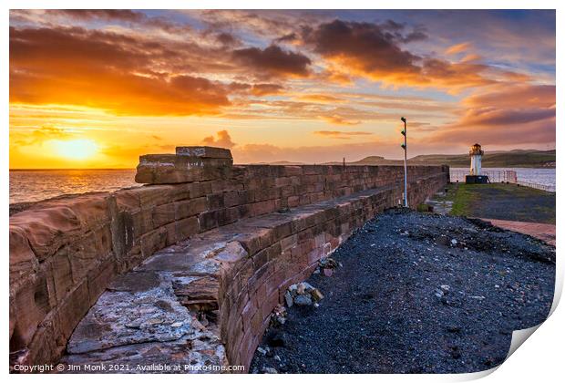 Ardrossan Harbour Sunset Print by Jim Monk