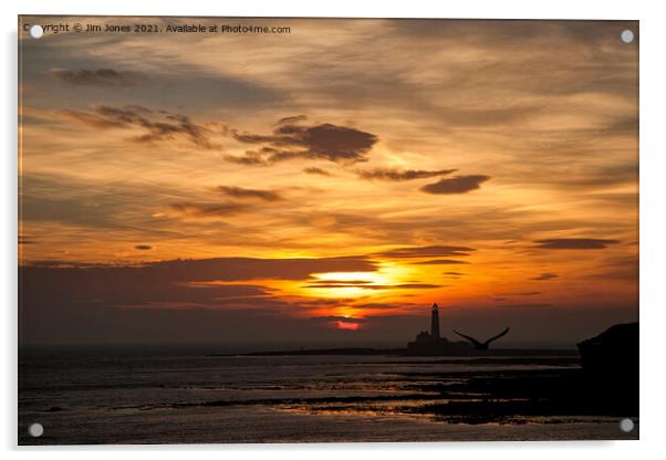 Sunrise over St Mary's Island Acrylic by Jim Jones