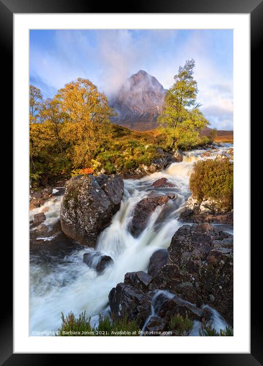 Buachaille Etive Mor Waterfall Glen Etive Scotland Framed Mounted Print by Barbara Jones