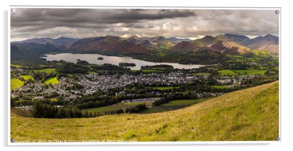 Keswick panorama with Derwent water and Cat bell's 219 Acrylic by PHILIP CHALK