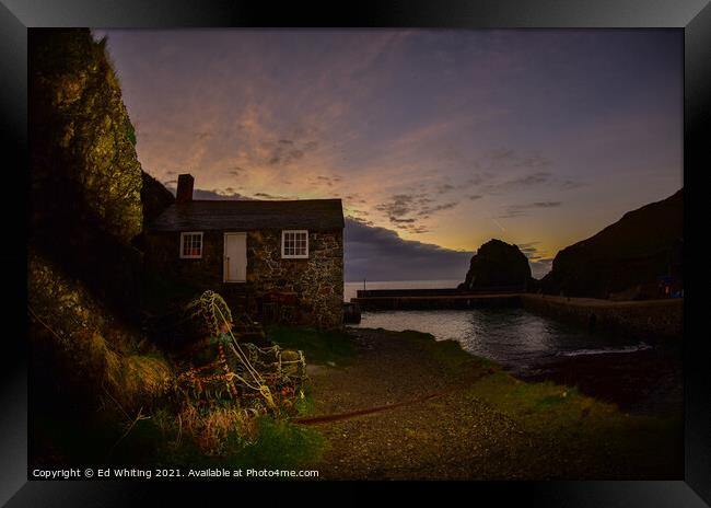 Mullion Cove's fisherman's House Framed Print by Ed Whiting