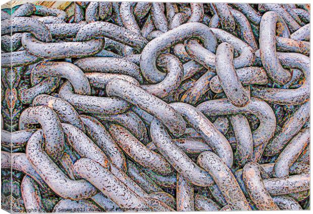 Abstract Anchor Chain showing signs of rust due to Canvas Print by Terry Senior