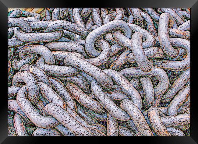 Abstract Anchor Chain showing signs of rust due to Framed Print by Terry Senior