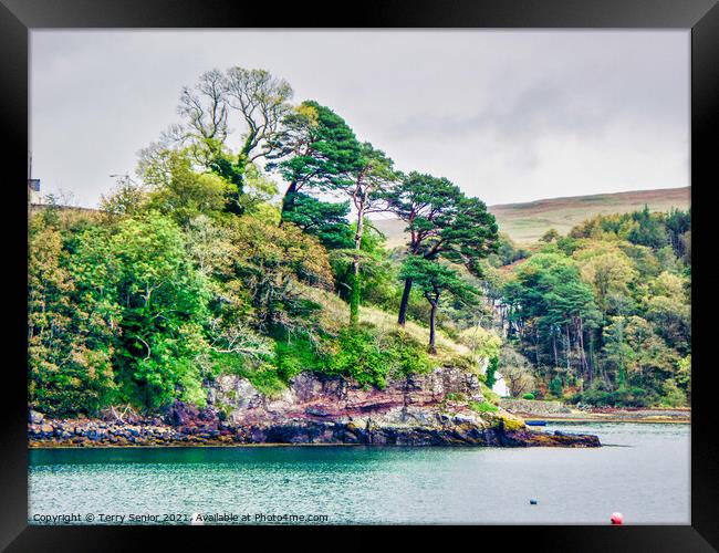 View across the bay at Portree, Isle of Skye, Scot Framed Print by Terry Senior