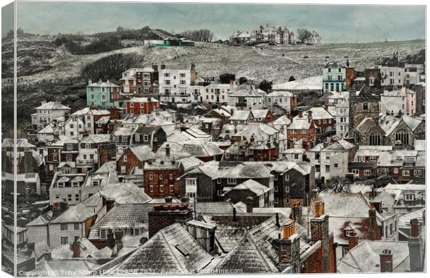 FIRST SNOW IN HASTINGS Canvas Print by Tony Sharp LRPS CPAGB
