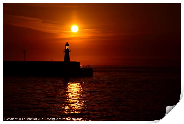 St Ives lighthouse Print by Ed Whiting