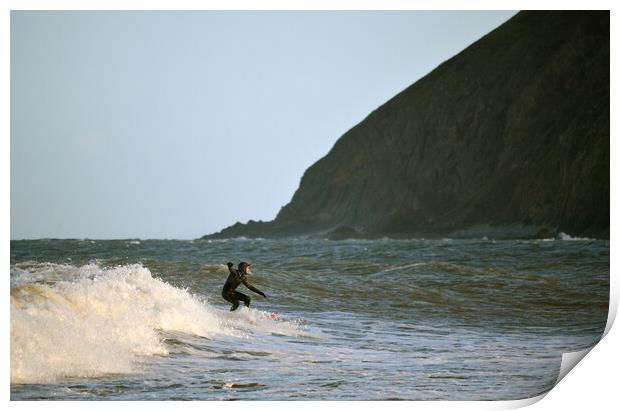 Surfer at  Lynmouth Print by graham young