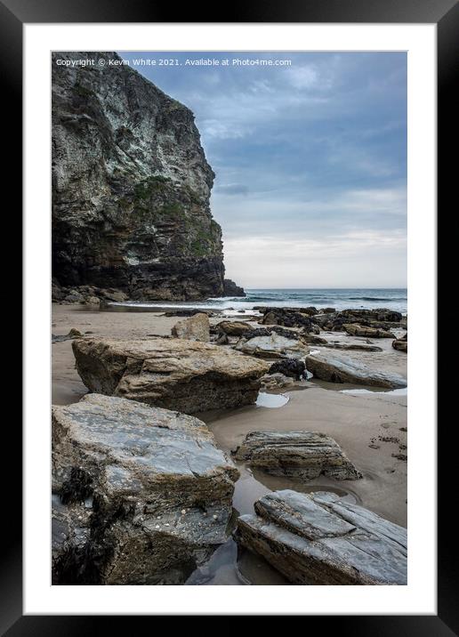 beach at Trebarwith Strand Cornwall Framed Mounted Print by Kevin White