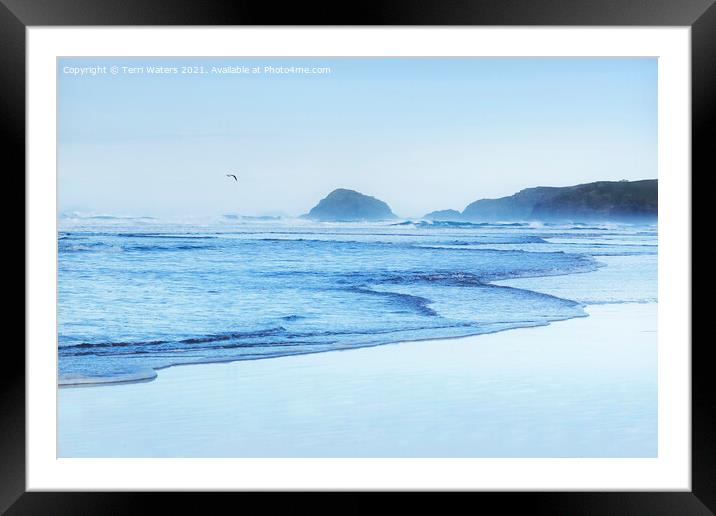 Perranporth Blue Framed Mounted Print by Terri Waters