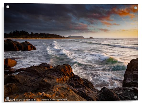 Hobuck Beach Sunset Acrylic by Chuck Koonce