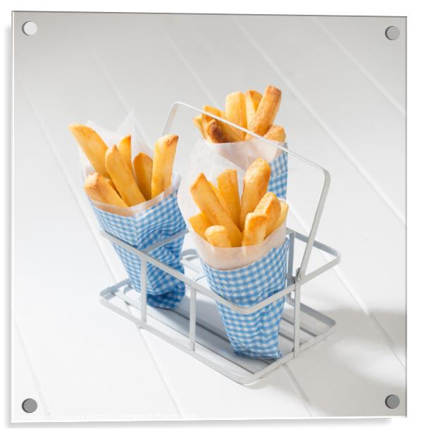 Portions Of Fries Acrylic by Amanda Elwell