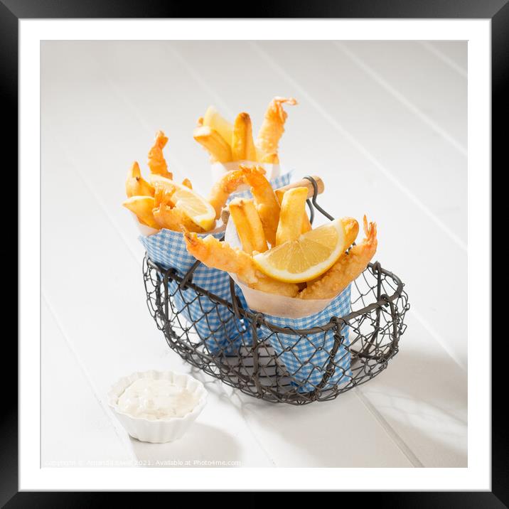 Fish & Chips Framed Mounted Print by Amanda Elwell
