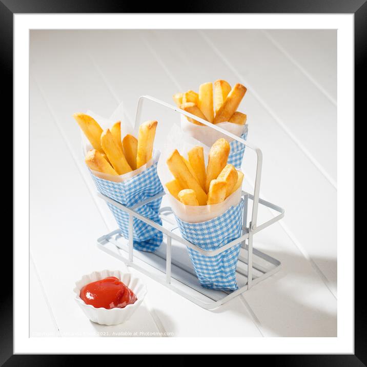 Chips With Ketchup Framed Mounted Print by Amanda Elwell