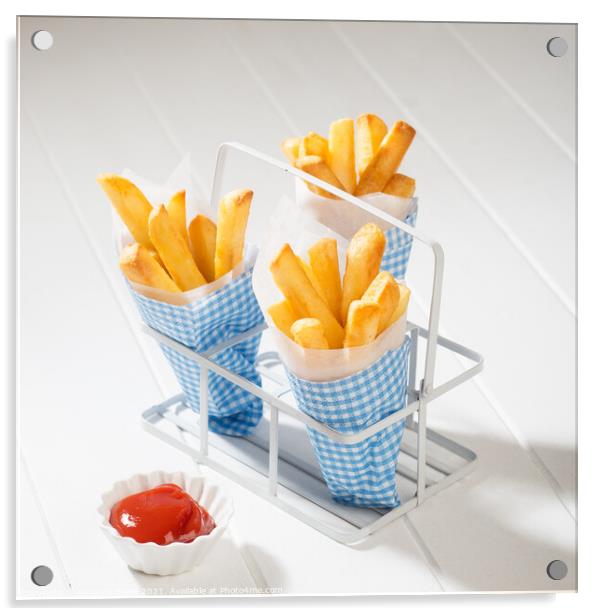 Chips With Ketchup Acrylic by Amanda Elwell