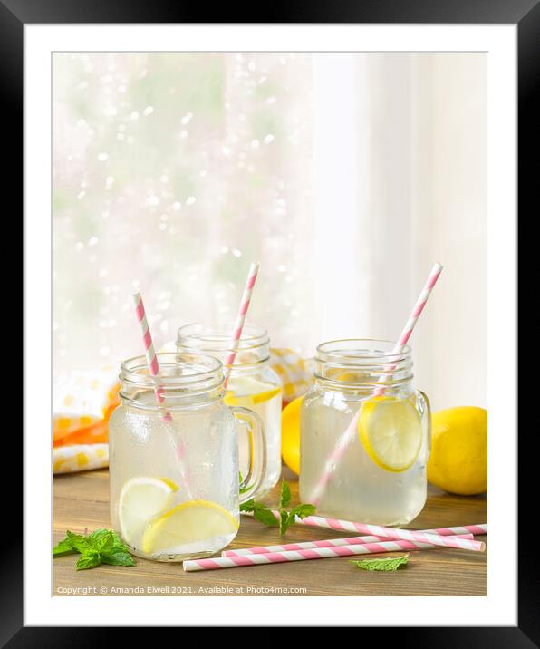 Glasses Of Lemonade Framed Mounted Print by Amanda Elwell