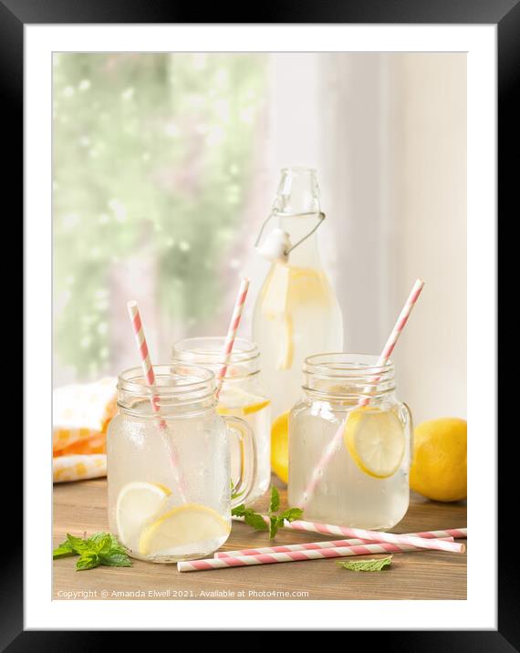 Lemon Drinks In The Window Framed Mounted Print by Amanda Elwell