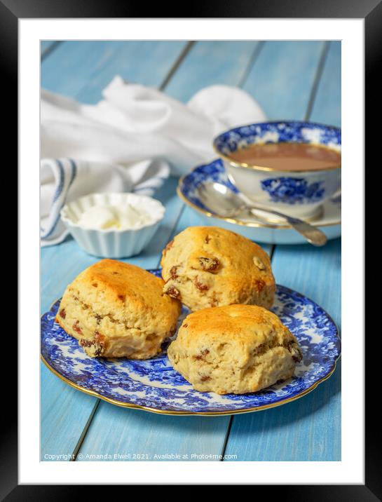 Plate Of Scones Framed Mounted Print by Amanda Elwell