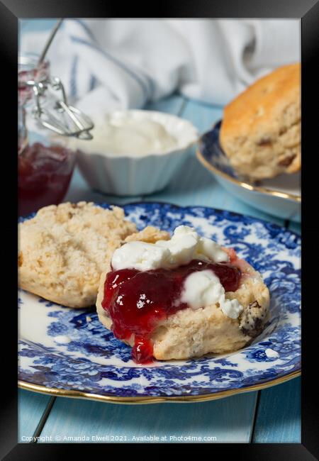 Close Up Cream Scone Framed Print by Amanda Elwell